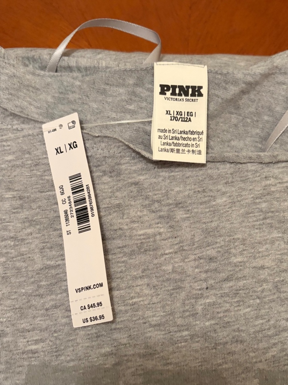 PINK Victoria's Secret Campus Cotton Off-The-Shoulder Tee - Gray XL - NWT - Picture 4 of 4